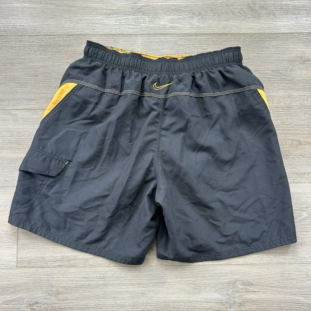 Nike Large Swim Trunks Gray Orange Board Shorts Mesh Lined Gray Tag Y2K